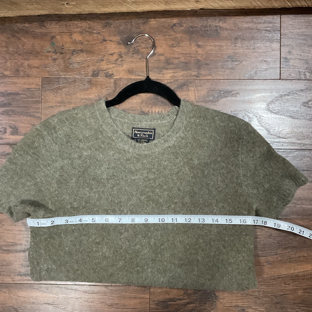 Abercrombie & Fitch Lambswool & Rabbit Hair Blend Olive Green Short SleeveSize M - Picture 5 of 5